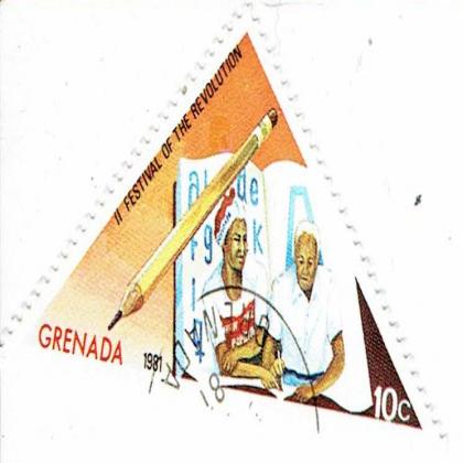 10 Cent GRENADA FESTIVAL OF REVOLUTION TRIANGLE SHAPED COMMEMORATIVE STAMP SET WS 1