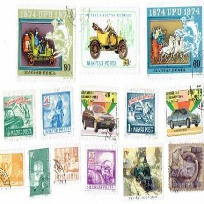14 DIFFERENT MOTOR AND RAIL THEME STAMPS WORLD WIDE AM 118