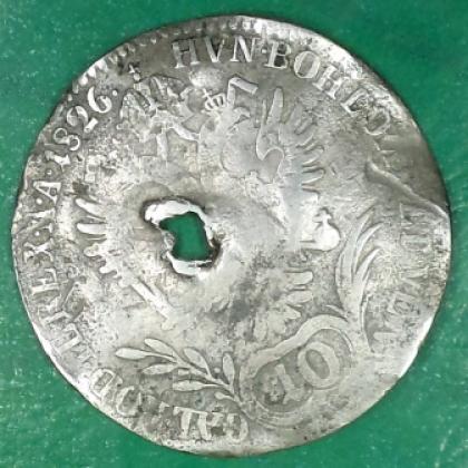 1826 AUSTRIA 10 KRUZER EXTREME RAREST SILVER COIN no  226