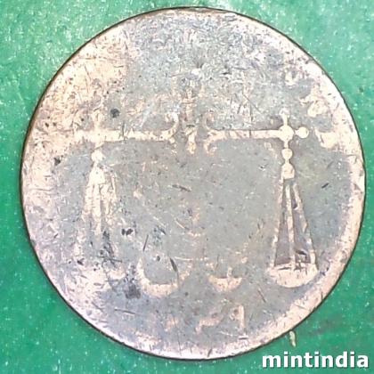 1833 BOMBAY PRESIDENCY QUARTER ANNA TARAJU BOMBAY MINT COIN AB402