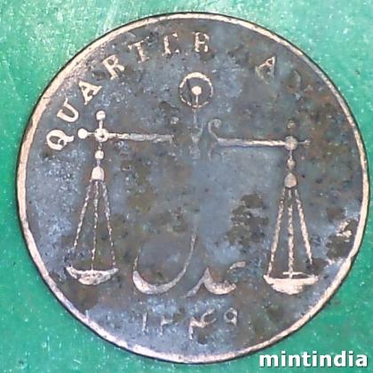 1833 BOMBAY PRESIDENCY QUARTER ANNA TARAJU BOMBAY MINT COIN AB403