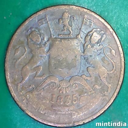 1835 HALF ANNA EAST INDIA COMPANY XF COIN AB208