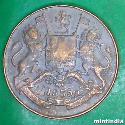 1835 HALF ANNA EAST INDIA COMPANY XF COIN AB209