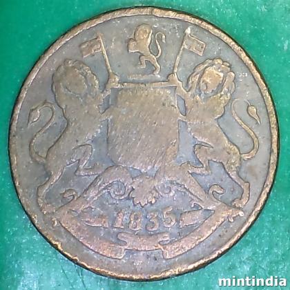 1835 HALF ANNA EAST INDIA COMPANY XF COIN AB219