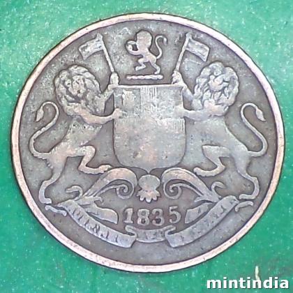 1835 QUARTER ANNA 1835 HALF ANNA EAST INDIA COMPANY XF COIN XF COIN AB407