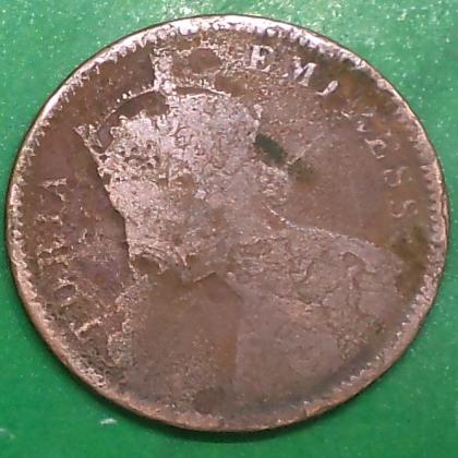 1883 QUARTER ANNA QUEEN VICTORIA EMPRESS KOLKATA MINT  #13