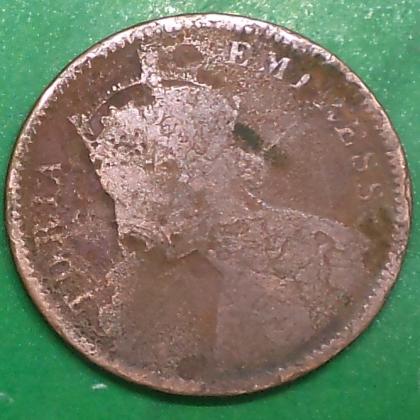 1883 QUARTER ANNA QUEEN VICTORIA EMPRESS KOLKATA MINT  #13