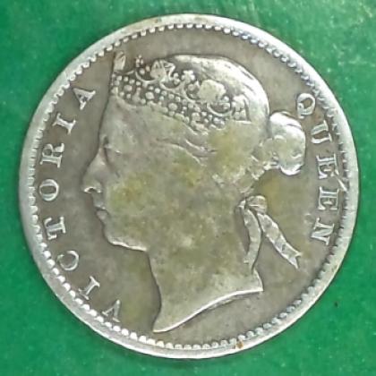 1889 straits settlements 10 CENTS SILVER COIN no 224