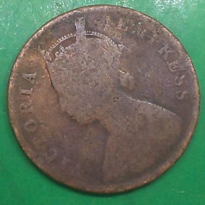 1891 QUARTER 1/4 ANNA QUEEN VICTORIA EMPRESS KOLKATA MINT  #9