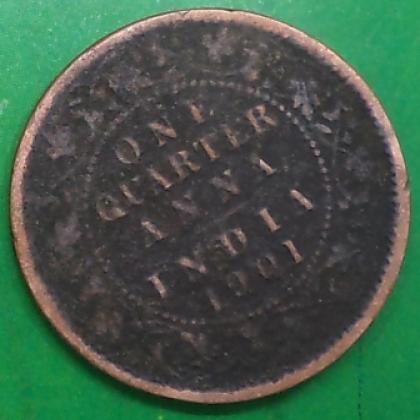 1901  QUARTER ANNA  VICTORIA EMPRESS KOLKATA MINT  no 109