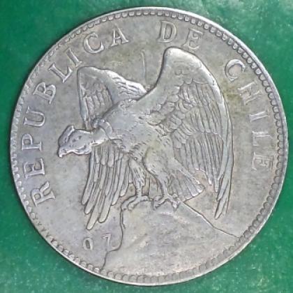 1902 CHILE 50 CENTAVOS SILVER COIN no 222
