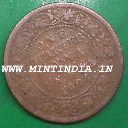 1904  KING EDWARD VII KEVII BRITISH RARE QUARTER 1/4 ANNA KOLKATA CALCUTTA MINT COIN