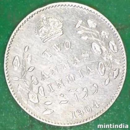 1904 SILVER KING EDWARD TWO ANNA COIN JK128