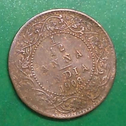 1908 RAREST BRITISH INDIA 1/12 ANNA KEVII King EDWARD VII calcutta mint Commemorative coin