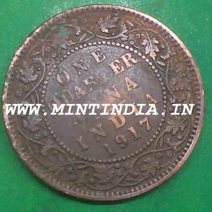1917 KING GEORGE V KGV BRITISH QUARTER 1/4 ANNA KOLKATA MINT COIN