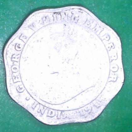 1919 KGV BRITISH INDIA 4 ANNA KOLKATA MINT COIN no 192