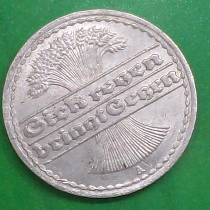 1920 A GERMAN EMPIRE WEIMAR REPUBLIC 50 PFENNIG WW 1 ERA COIN