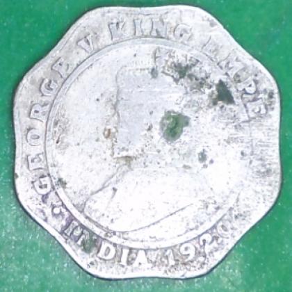 1920 KGV BRITISH INDIA 4 ANNA KOLKATA MINT COIN  no 190