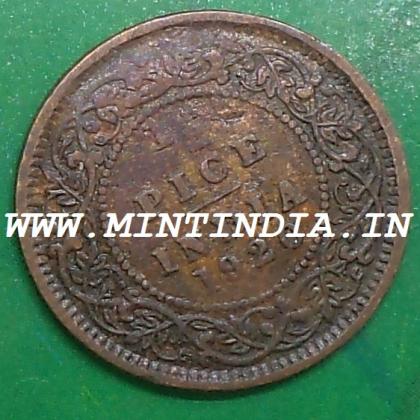 1920 RAREST BRITISH 1/2 HALF PICE KGV King George V  KOLKATA CALCUTTA MINT Commemorative coin