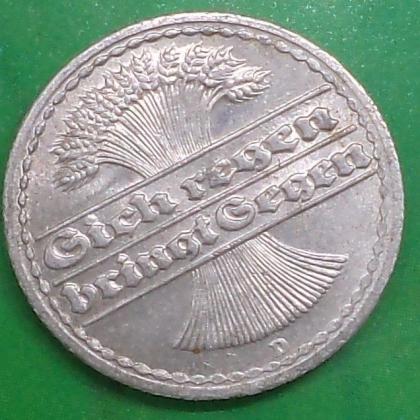 1921 D MUNICH MINT GERMAN EMPIRE WEIMAR REPUBLIC 50 PFENNIG WW 1 ERA COIN