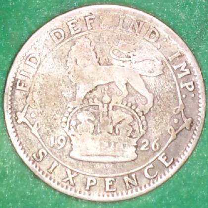 1926 SIX PENCE GEORGE V SILVER COIN no 215