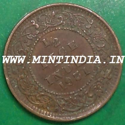 1931 BRITISH 1/2 HALF PICE KGV King George V  KOLKATA CALCUTTA MINT Commemorative coin