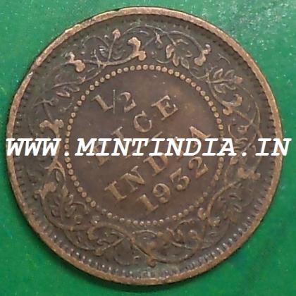 1932 BRITISH 1/2 HALF PICE KGV King George V  KOLKATA CALCUTTA MINT Commemorative coin