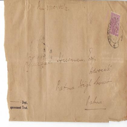 1934  KGV 1 3PIE ANNA STAMP ANTIQUE VINTAGE ENVELOPE IN FINE CONDITION  BE 3