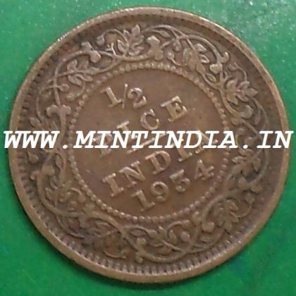 1934 Rare BRITISH 1/2 HALF PICE KGV King George V  KOLKATA CALCUTTA MINT Commemorative coin