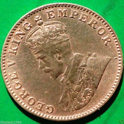 1936 KING GEORGE V KGV BRITISH QUARTER 1/4 ANNA BOMBAY MINT COIN
