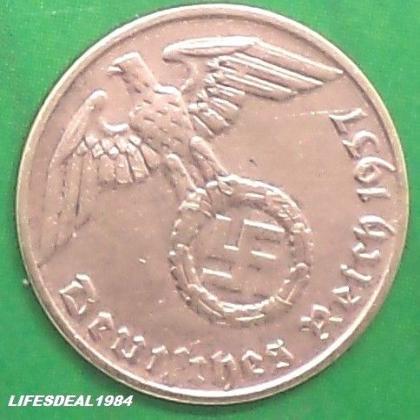 1937 A BERLIN MINT NAZI WORLD WAR HITLERs ERA 1 Reichpennig coin (b)
