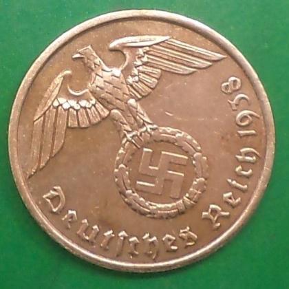 1938 A BERLIN MINT NAZI WORLD WAR HITLERs ERA 2 Reichpennig coin (b)