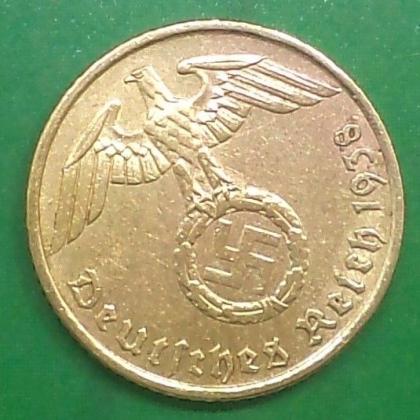 1938 A BERLIN MINT NAZI WORLD WAR HITLERs ERA 5 Reichpennig coin (b)