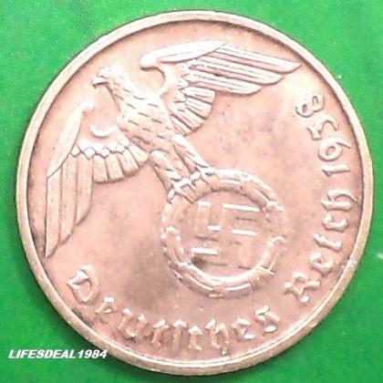 1938 D MUNICH MINT NAZI WORLD WAR HITLERs ERA 2 Reichpennig coin