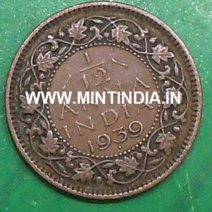 1939 1/12 ANNA KGVI KING GEORGE VI BOMBAY MINT RARE BRITISH INDIA COMMEMORATIVE COIN (a)