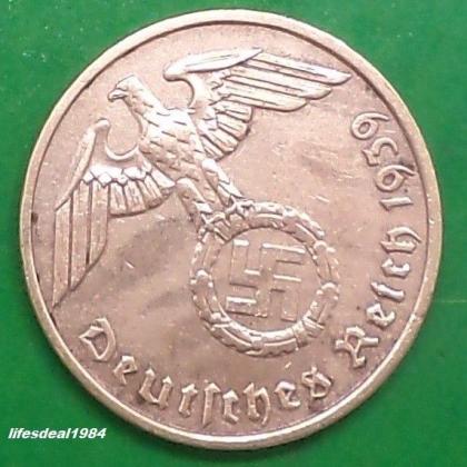 1939 A BERLIN MINT NAZI WORLD WAR HITLERs ERA 1 Reichpennig coin
