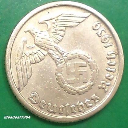1939 D MUNICH MINT NAZI WORLD WAR HITLERs ERA 10 Reichpennig coin