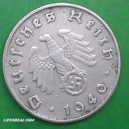 1940 B VIENNA MINT NAZI WORLD WAR HITLERs ERA 10 Reichpennig coin (a)