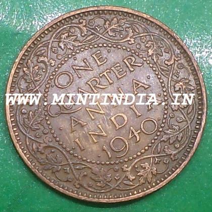 1940 BOMBAY MINT BRITISH QUARTER 1/4 ANNA KING GEORGE VI KGVI  COIN