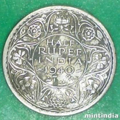 1940 KOLKATA MINT KGVI HALF RUPEE SILVER COIN JK169