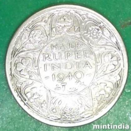 1940 KOLKATA MINT KGVI HALF RUPEE SILVER COIN JK33