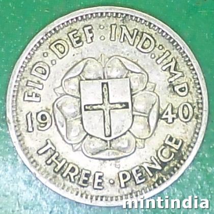 1940 UK SILVER  3 Pence George VI incl. Colonial COIN EF296