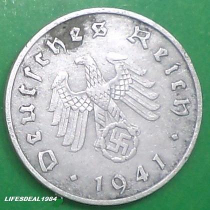 1941 A BERLIN MINT NAZI WORLD WAR HITLERs ERA 10 Reichpennig coin