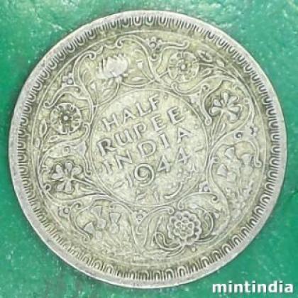 1944 BOMBAY MINT KGVI HALF RUPEE SILVER COIN JK249