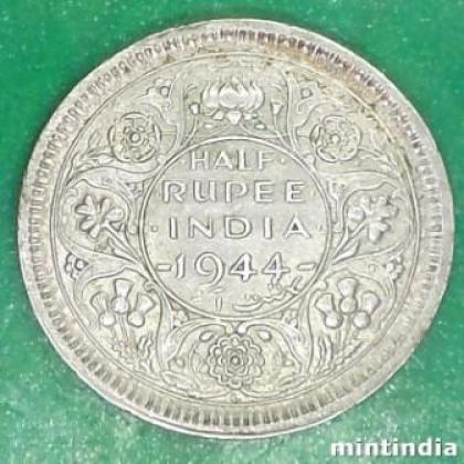 1944 BOMBAY MINT KGVI HALF RUPEE SILVER COIN JK27