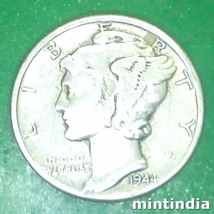 1944 D SILVER USA DENVER MINT ONE DIME COIN EF250