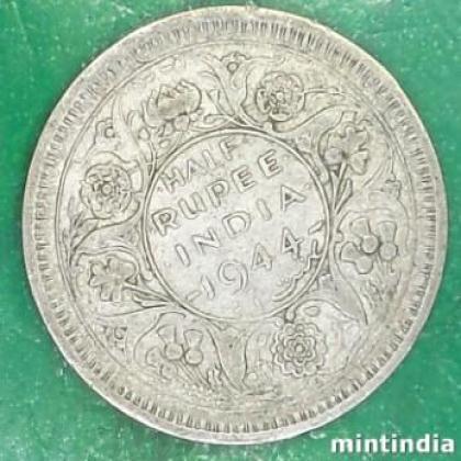 1944 LAHORE MINT KGVI HALF RUPEE SILVER COIN JK229