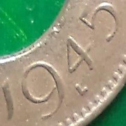1945 LAHORE MINT Rarest BRITISH INDIA King George VI 1 PICE HOLE KGVI COIN