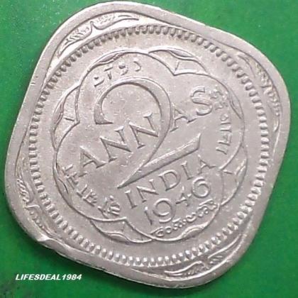 1946 2 ANNA KGVI King George VI  KOLKATA CALCUTTA  MINT RARE  Commemorative coin