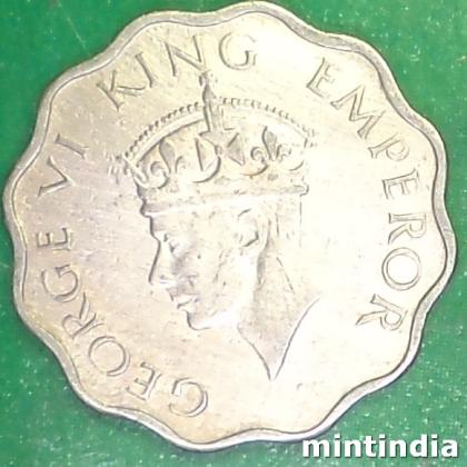 1946 ONE ANNA KGVI 2nd portrait  large crown low relief BRITISH INDIA BOMBAY MINT COIN EF333